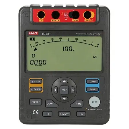 Tester Rezistenta Izolatie Uni-T UT511, 100V-1000V Test, Izolatie 10GOhm, Autoscalare, Tensiune DC AC, Iluminare Fundal