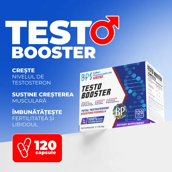Testo Booster BP, 120 Capsule – Complex Creștere Testosteron și Masă Musculară