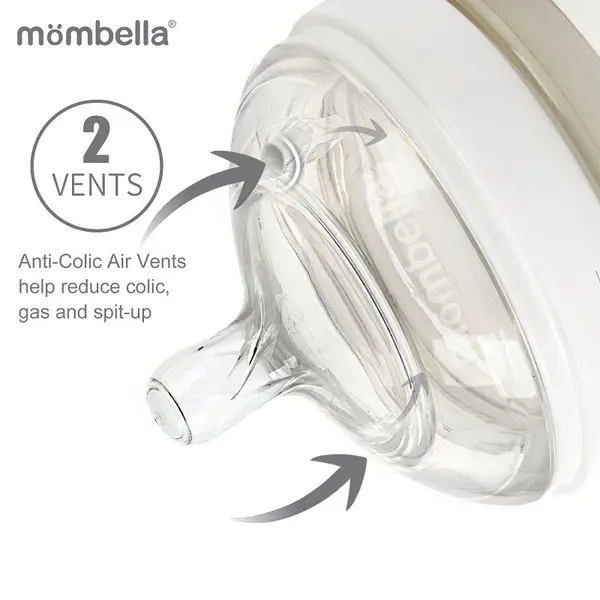 Tetina anti-colici din silicon Mombella Breast Like, flux mediu M Ivory
