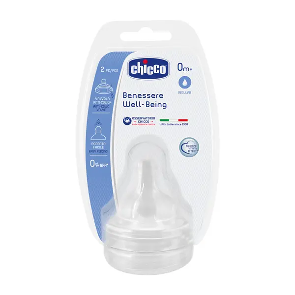 Tetina Chicco s., 2buc, flux normal, 0luni+