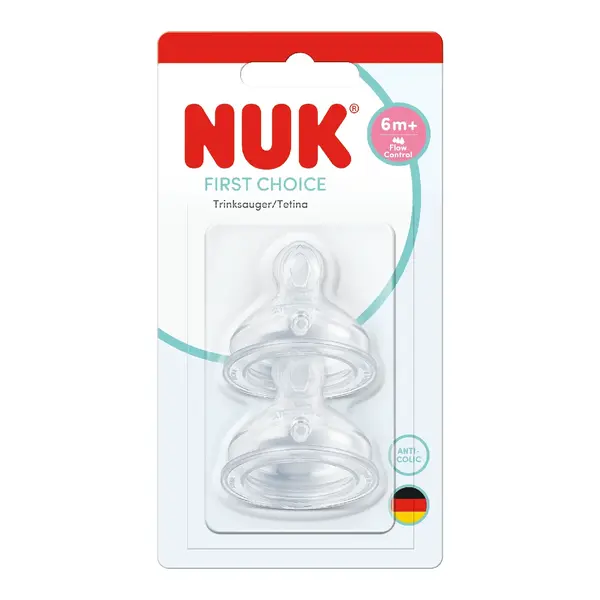 Tetina din silicon First Choice, flux Control, 6 luni+, 2 bucati, Nuk