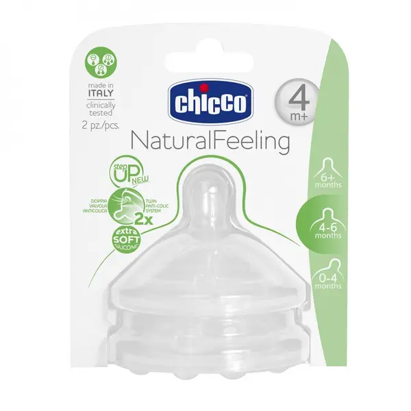 Tetina s. Chicco STEP UP, flux reglabil, 4luni+, 2buc