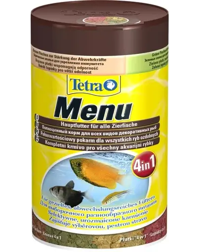 TETRA Min Menu 250 ml hrana cu 4 tipuri de fulgi pentru hranirea pestilor ornamentali
