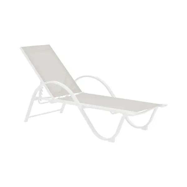 text_romana: Recliner cu brate, material Attain Pakoworld alb si aluminiu in culoarea bej, Textilene, dimensiuni 191x64x32 cm. text_romana: Recliner cu brate, material Attain Pakoworld alb și aluminiu în culoarea bej, Textilene, dimensiuni 191x64x32 cm.