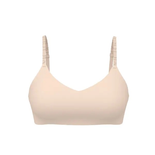 The coolbra™ lightly lined wireless plunge bralette - marzipan S