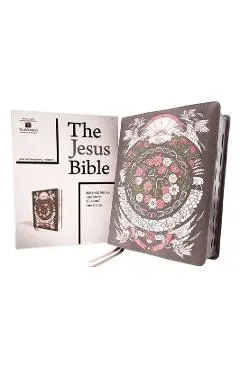 The Jesus Bible Artist Edition, Niv, Leathersoft, Gray Floral, Thumb Indexed, Comfort Print - Passion Publishing