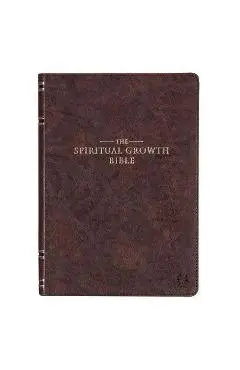 The Spiritual Growth Bible, Study Bible, NLT - New Living Translation Holy Bible, Faux Leather, Walnut Brown - Christian Art Gifts
