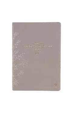 The Spiritual Growth Bible, Study Bible, NLT - New Living Translation Holy Bible, Faux Leather, Taupe Embroidred Floral - Christianart Gifts