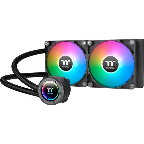 Thermaltake Cooler CPU Thermaltake TH240 V2, iluminare aRGB, 2x 120mm, 2000 rpm, PWM, Negru