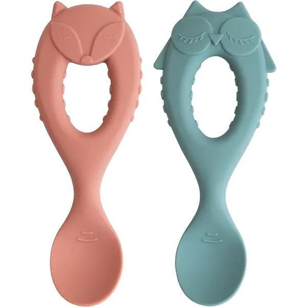 TIDY TOT Set lingurite din silicon - Bufnita & vulpita