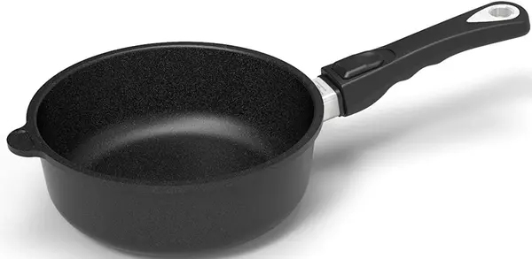 Tigaie adâncă cu maner mobil AMT - Gastroguss, 24 cm, negru