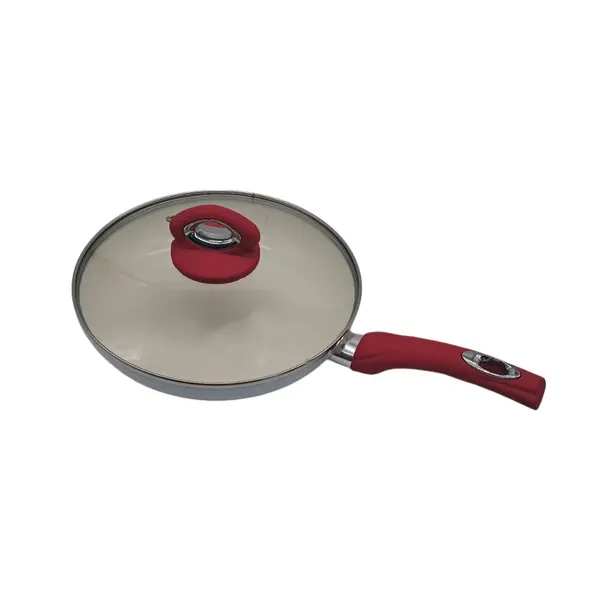 Tigaie din ceramica Hausberg HB-H716AB, diametru de 24cm, Alb-Rosu Engros