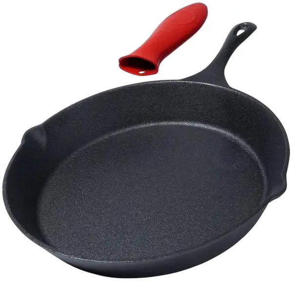 Tigaie din Fonta 25 cm Diametru, cu Protectie pentru Maner, Compatibila Gaz, Electric, Ceramic, Halogen, Inductie