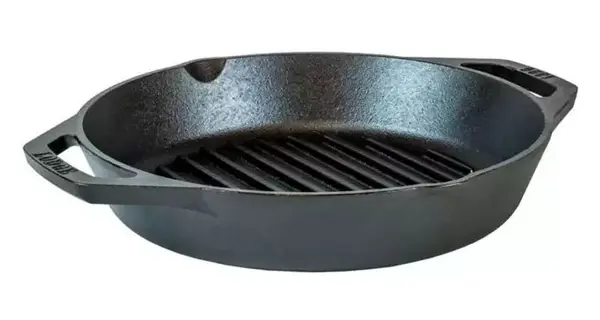 Tigaie grill adanca rotunda din fonta cu manere Lodge 26 cm L-8GPL