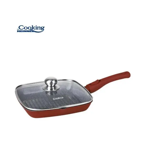 Tigaie grill Cooking by Heinner Calabria, Diametru 28 cm, Capac