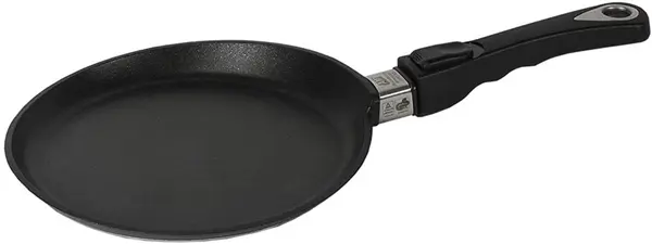 Tigaie pentru clătite cu mâner mobil AMT - Gastroguss, 24 cm, negru