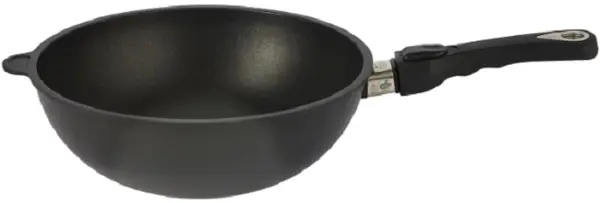 Tigaie wok cu mâner mobil AMT - 28 cm, negru