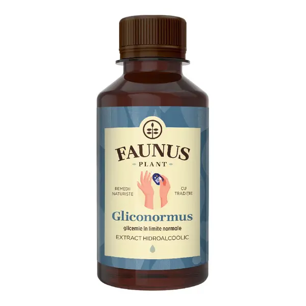 Tinctura Gliconormus pentru mentinerea glicemiei in limite normale, 200 ml, Faunus Plant