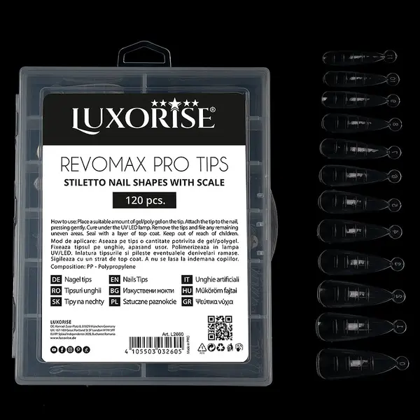Tipsuri Reutilizabile REVOMAX PRO TIPS LUXORISE - Stiletto, 120 buc