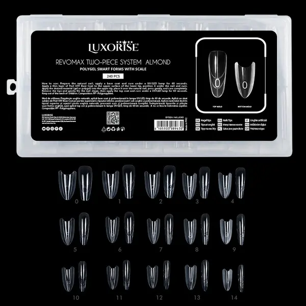 Tipsuri Reutilizabile REVOMAX Two-Piece System Almond LUXORISE pentru Polygel si Gel