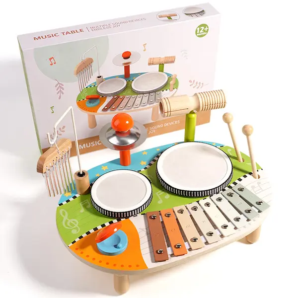 Toba Muzicala din Lemn - Set Instrumente Montessori 6-in-1 pentru Copii