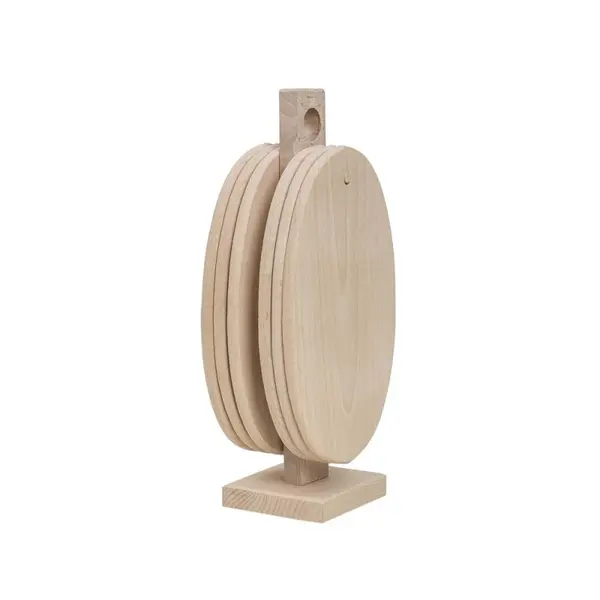 Tocatoare cu Suport Vertical Oval, Lemn de Fag, 6 Bucati