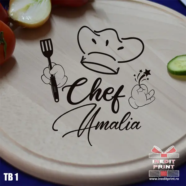 Tocator lemn rotund personalizat Chef TB1