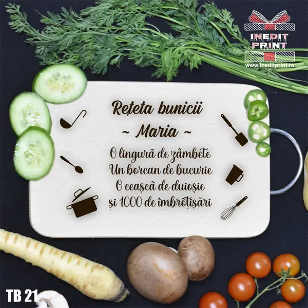 Tocator personalizat cu maner Reteta bunicii TB21