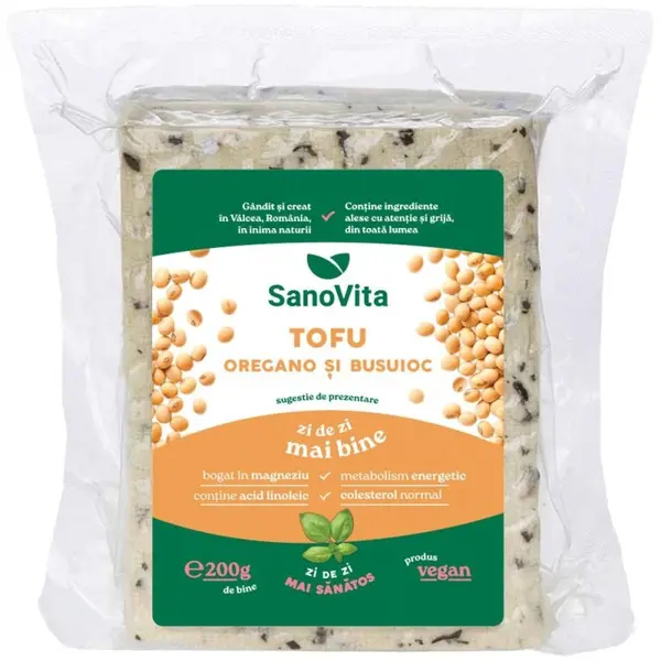 Tofu cu Busuioc si Oregano Sterilizat, Sanovita, 200 g