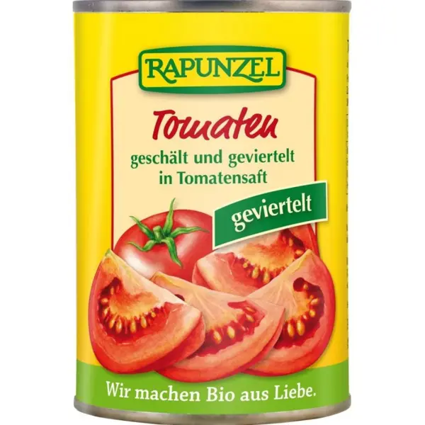 Tomate cojite si taiate in patru la conserva, eco - 400 g
