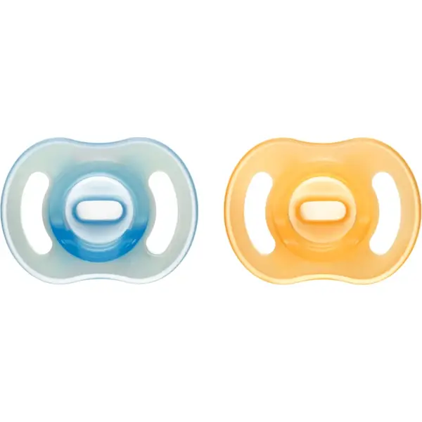 Tommee Tippee Ultra Light Night suzetă 6-18m Orange/ Blue 2 buc