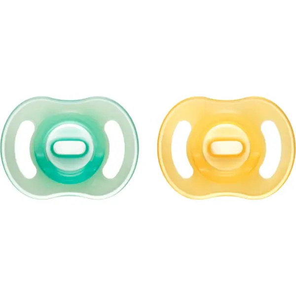 Tommee Tippee Ultra Light Night suzetă Orange/ Green 0-6m 2 buc