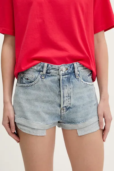 Tommy Jeans pantaloni scurți pentru femei, din denim