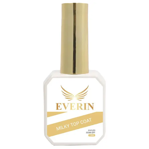 Top Coat Milky White Everin 15 ml – Non Wipe TPO Free | Finish Lapte Culoare Lăptoasă