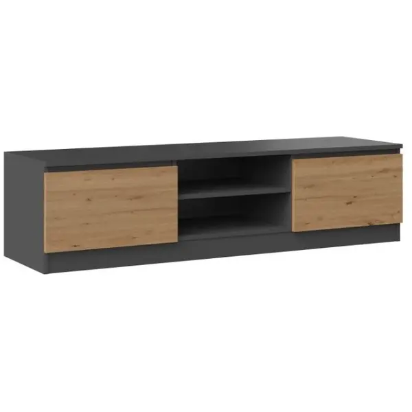 TOP E SHOP Comoda Top E Shop RTV 140 ANT/ART, 2 rafturi, Stejar-Negru