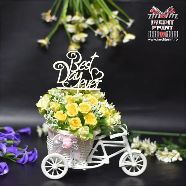 Topper Pentru Flori TF12 SET (10 BUC) Lemn natur, 7x7cm