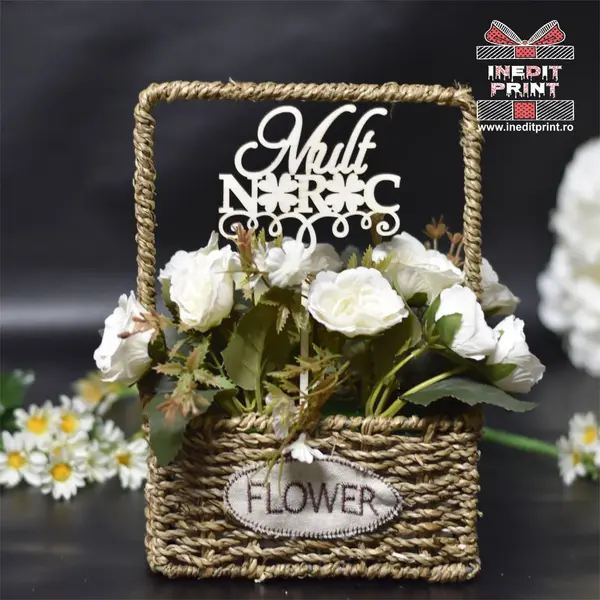 Topper Pentru Flori TF287 Lemn natur, 7x7cm