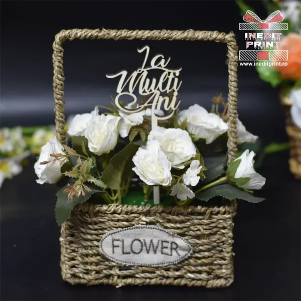 Topper Pentru Flori TF57 Lemn natur, 20x20cm