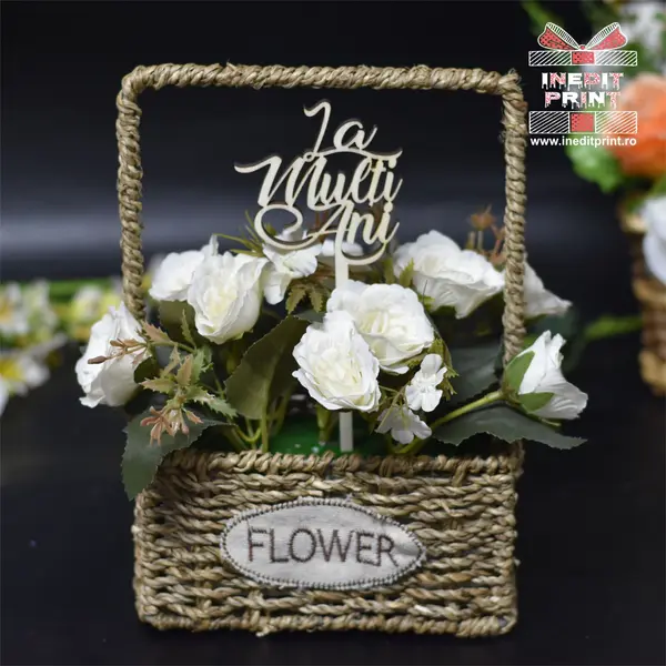 Topper Pentru Flori TF57 SET (10 BUC) Lemn natur, 20x20cm