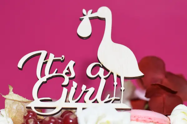 Topper Personalizat It s a girl TC13 Lemn natur, 20x20cm
