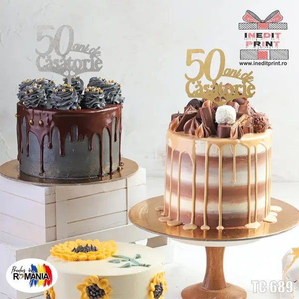 Topper Tort 50 ani de casatorie TC689 20x20cm