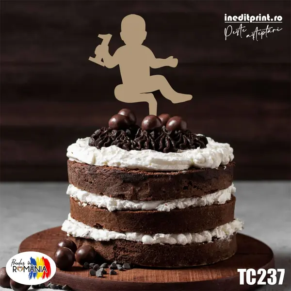 Topper tort Baby TC237 Lemn natur, 20x20cm