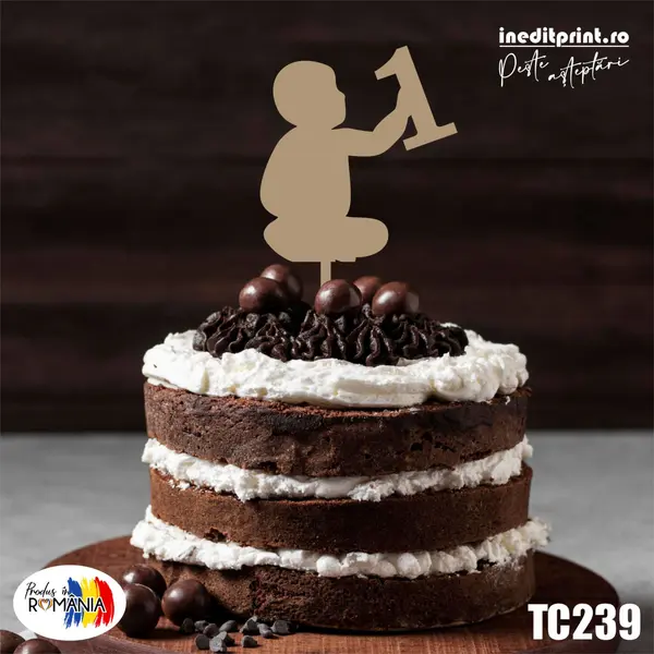 Topper tort Baby TC239 Lemn natur, 20x20cm
