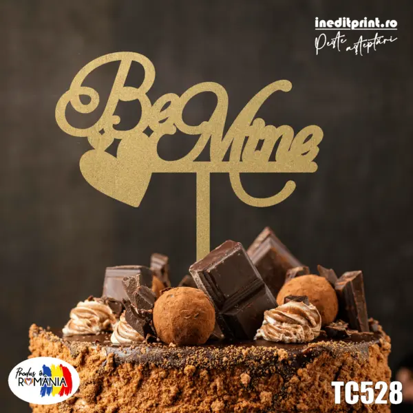 Topper tort Be mine TC528 Lemn natur, 16x16cm
