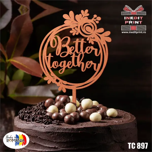 Topper Tort Better Together TC898 Lemn natur, 16x16cm