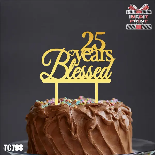 Topper Tort Blessed Years TC798 Lemn natur, 20x20cm