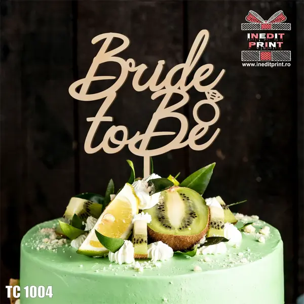 Topper tort Bride to Be TC1004 Lemn natur, 20x20cm