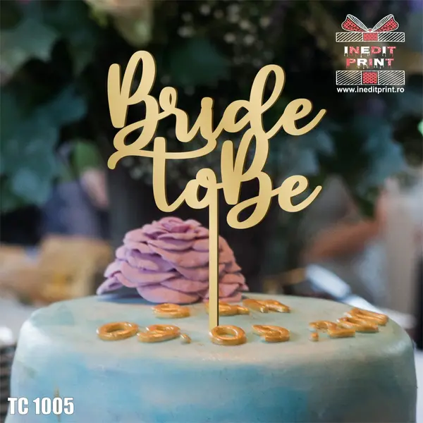 Topper tort Bride to Be TC1005 Lemn natur, 16x16cm