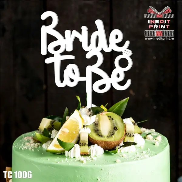 Topper tort Bride to Be TC1006 Lemn natur, 13x13cm