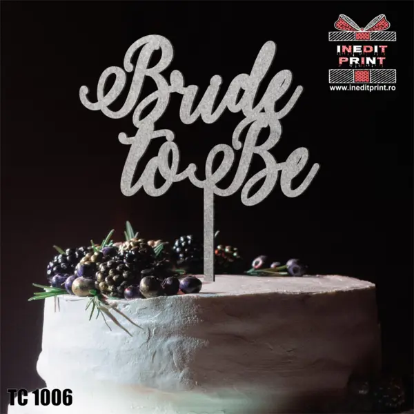 Topper tort Bride to Be TC1007 Lemn natur, 16x16cm